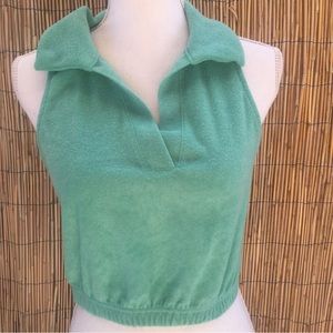 🧼Collared aqua terrycloth crop top